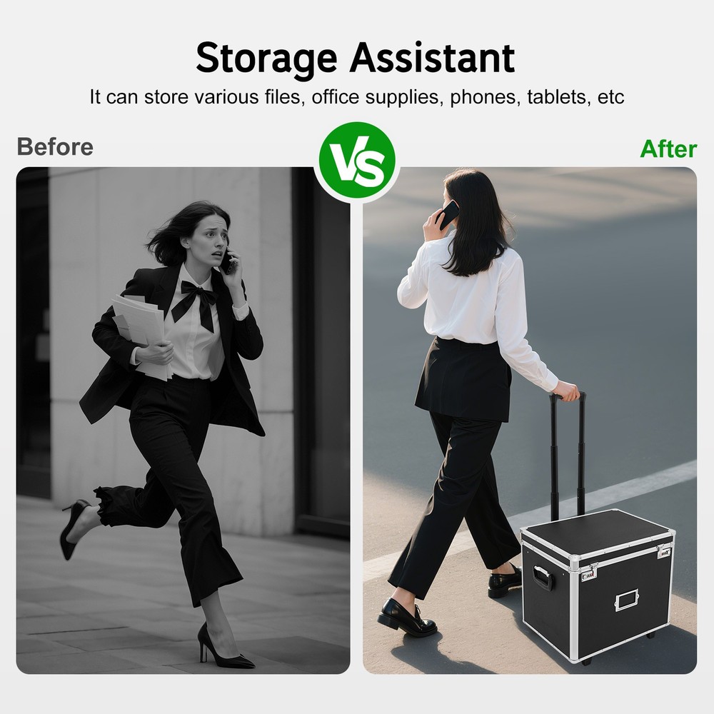 Aluminum Alloy File Lock Box Hand Pull File Case Locking Mobile Business Box