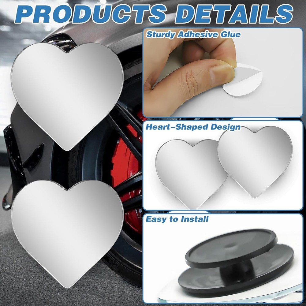 Heart Shaped Convex Mirror Car 2 Pack New