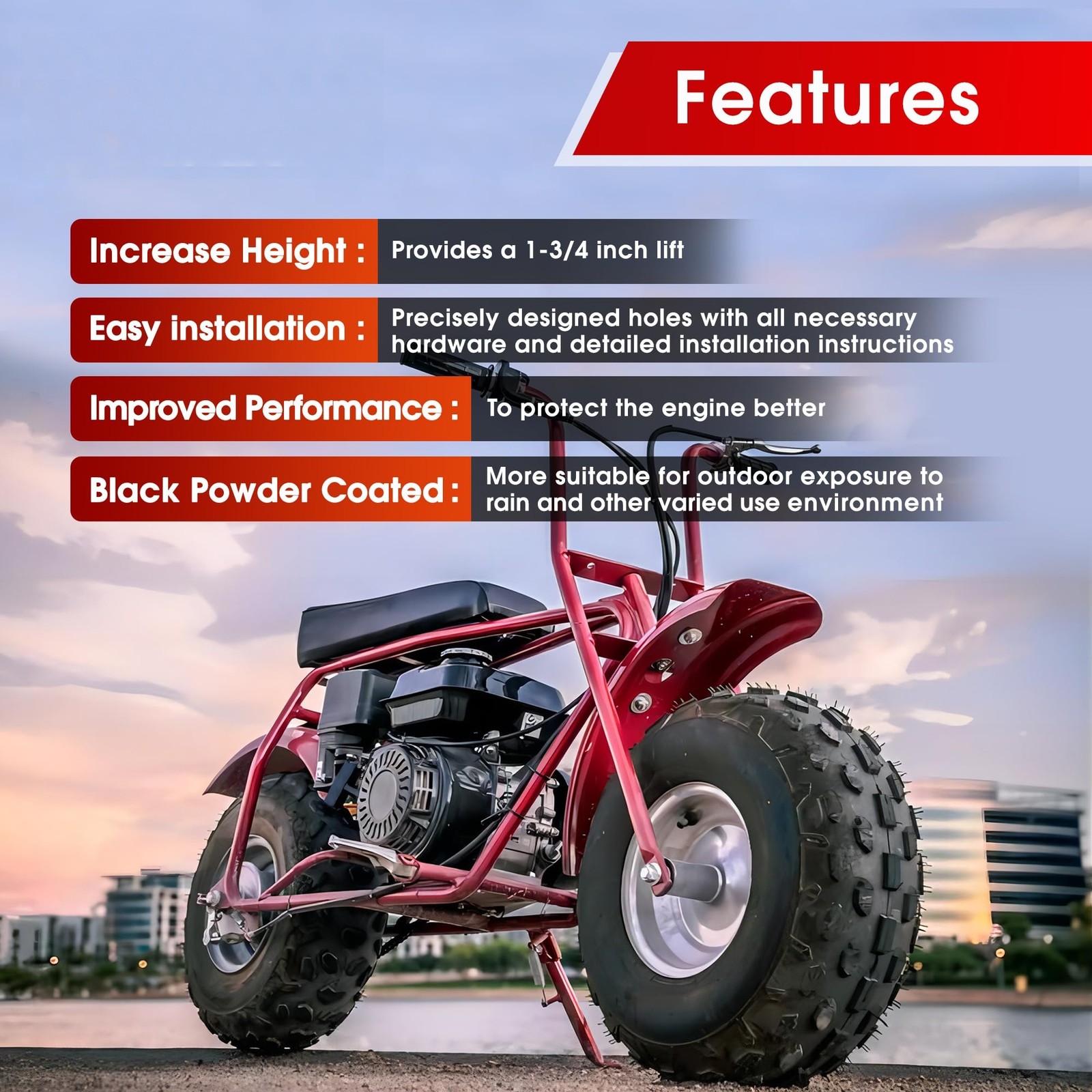 Motor Riser Plate 1-3/4" Lift for Predator 196cc 212cc Mini Bike Mount