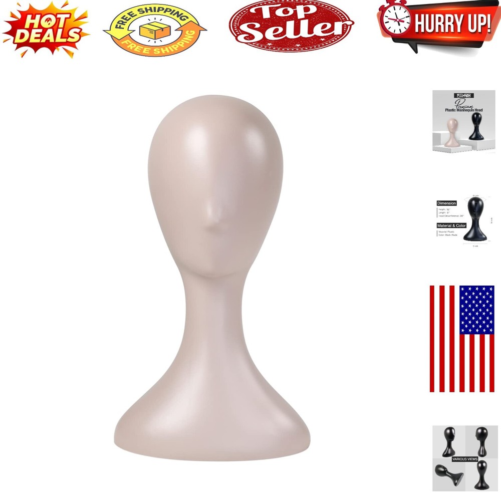 16 Inch Professional Plastic Mannequin Head - Versatile Wig Display & Styling