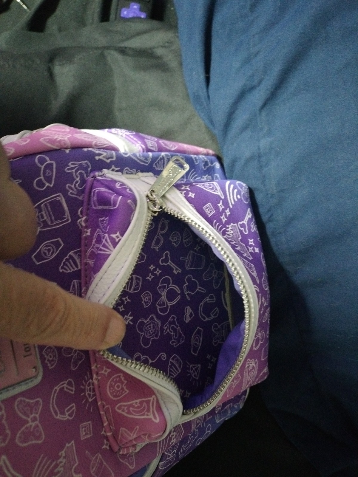 Loungefly Disney Parks Ombre Purple Pink Icons Mini Backpack Bag