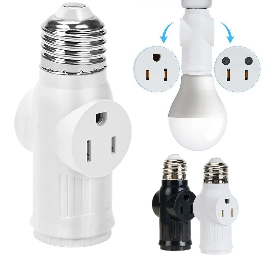 E26/E27 Light Socket to Plug Adapter 2/3 Prong Light Bulb Outlet Plug Converter