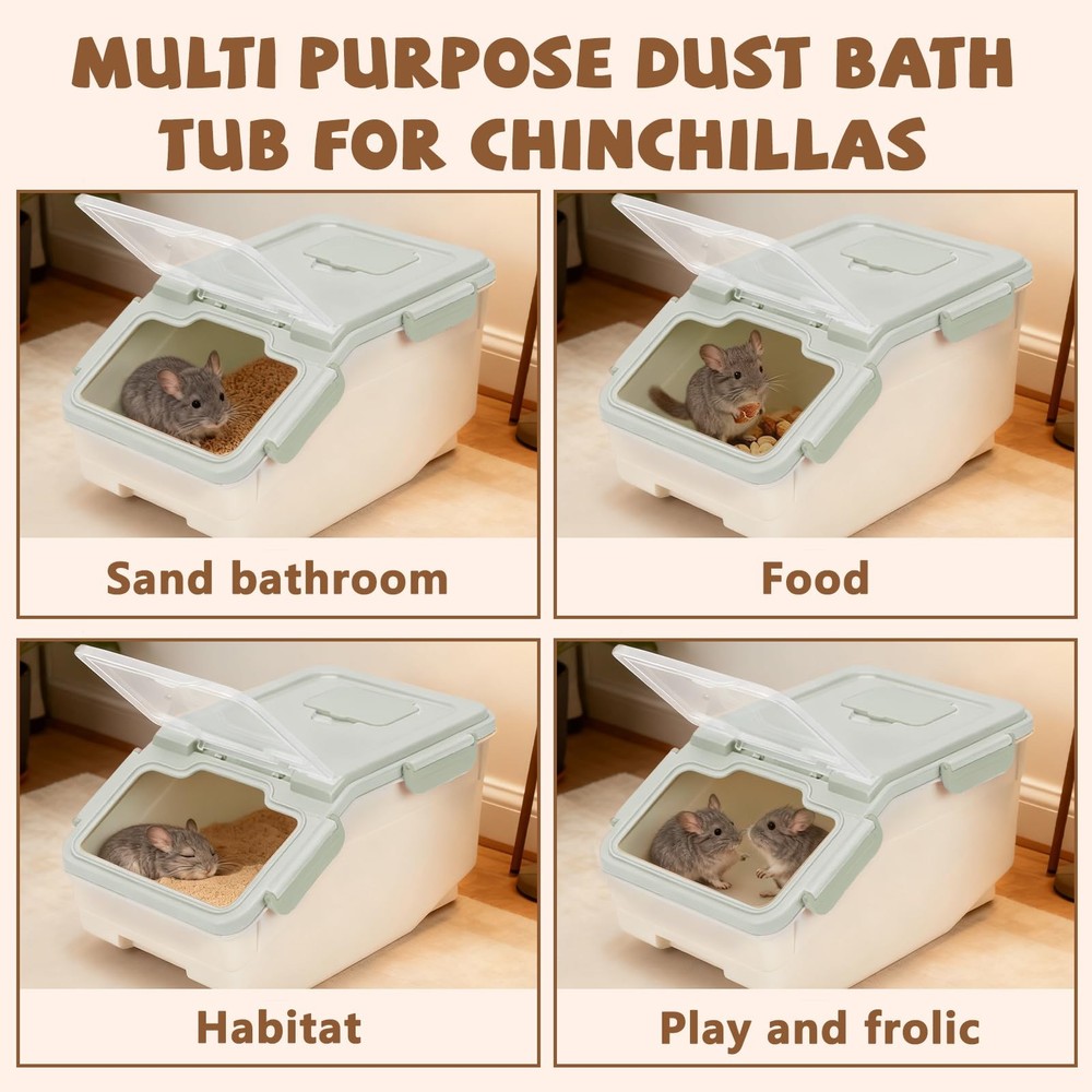 Extra Large Chinchilla Sand Bath Container Kit, Plastic Chinchilla Dust Bath ...