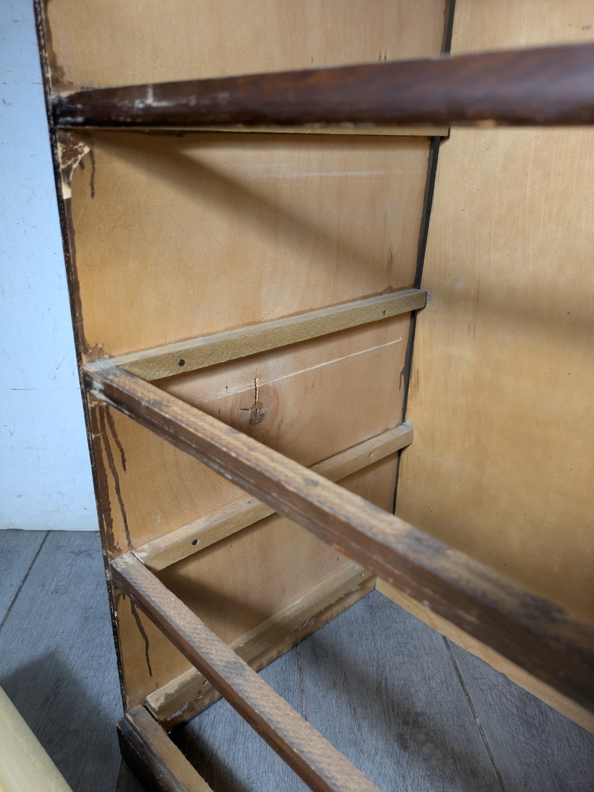 Vintage Art Deco Wood 5-Drawer Narrow Tallboy Dresser Lingerie Chest Cabinet N23