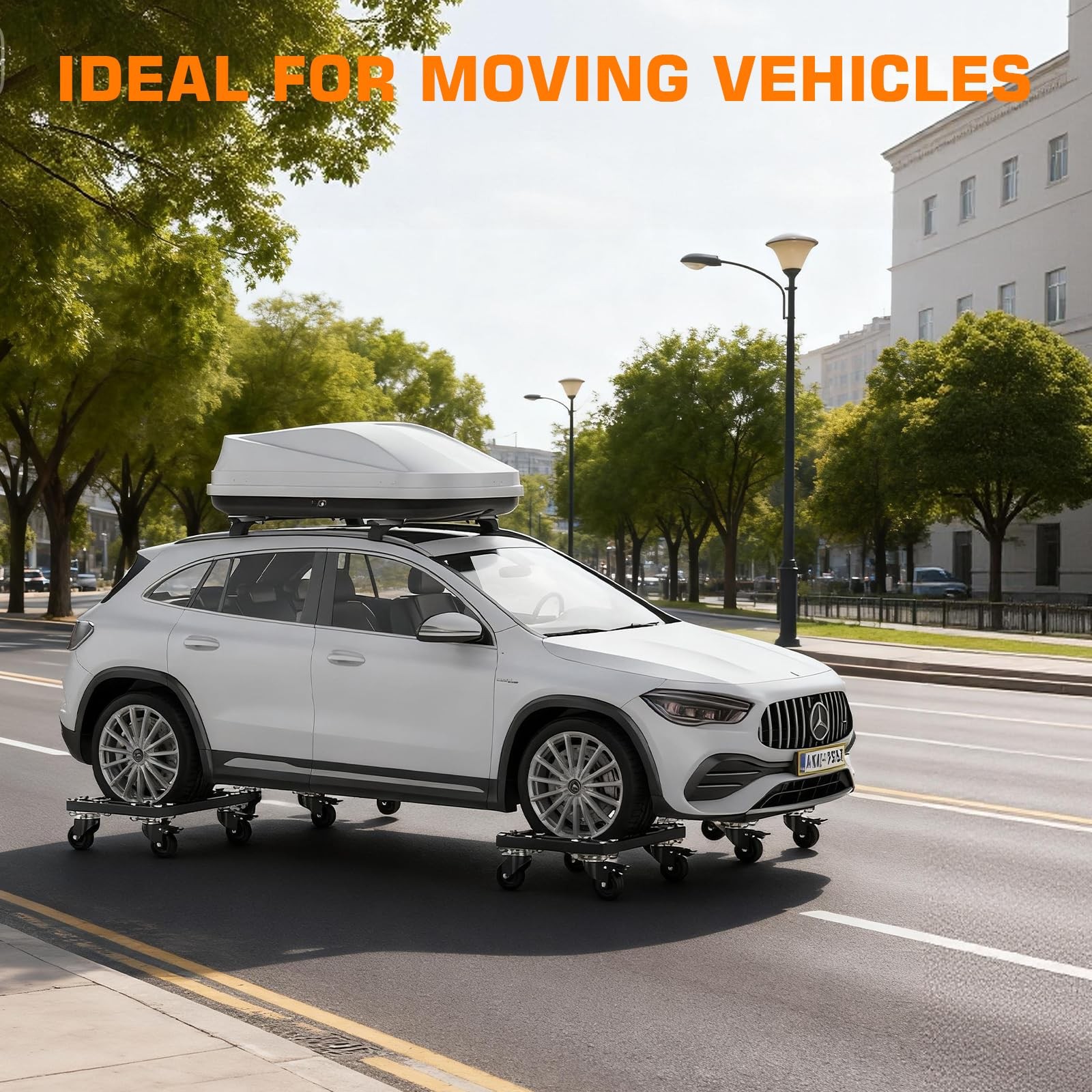 Car Dolly Set of 4 6000LB Lockable Swivel Casters V-Shaped Design