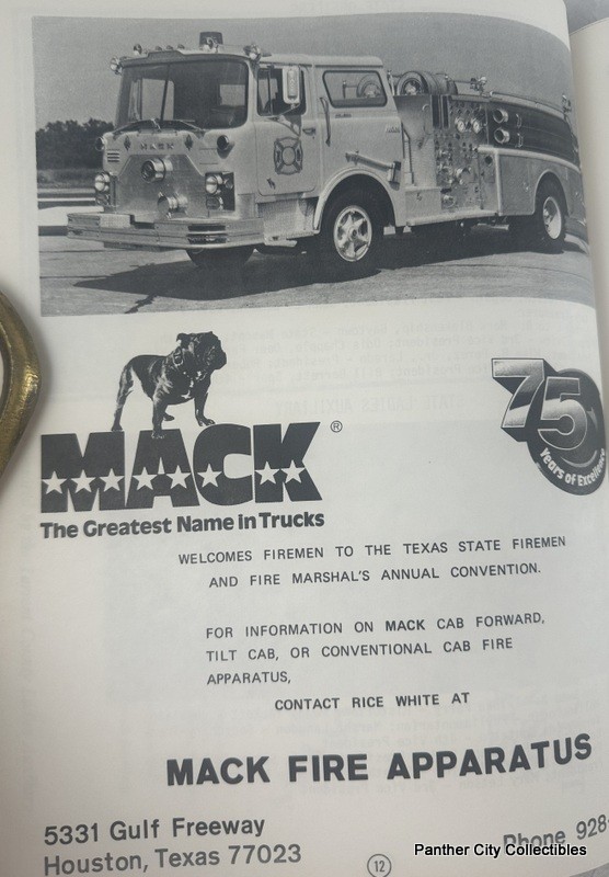 1975 Texas State Firemen Fire Marshall Firefighter Convention Houston Program