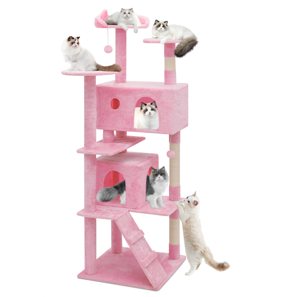 Cat Tree Cat Tower Large Kitten Playing Condo House 70" Multi-Level Tipping Rope