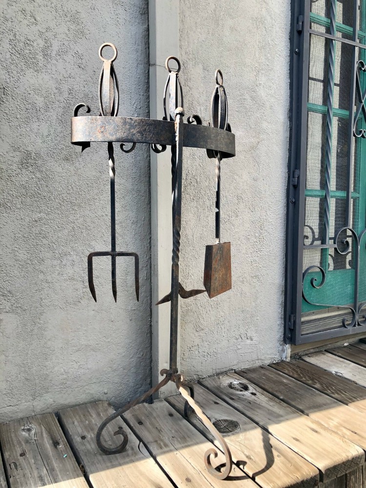 Heavy Duty Wrought Iron Fireplace Tool Set