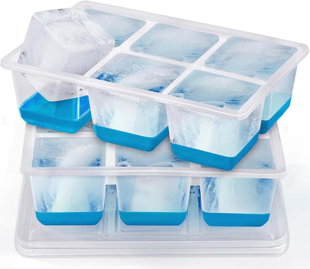 Extra Large Ice Cube Trays with Easy Release Bottom and Dishwasher Safe Features
