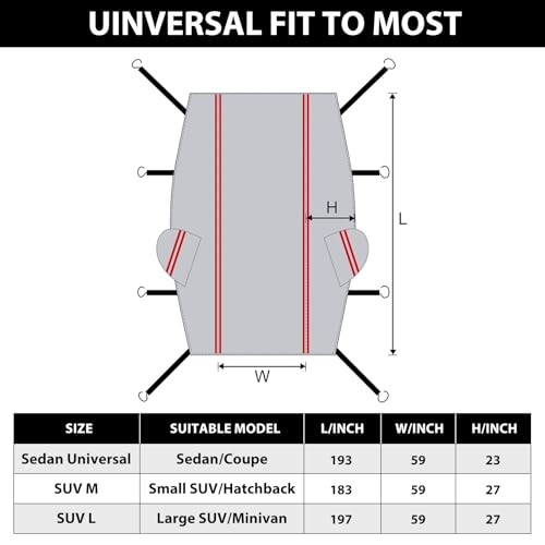 Half Car Cover for Snow, Hail Car Cover with Cotton SUV L(see size table)