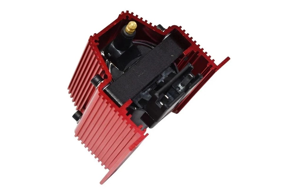Remote E-Core Ignition Coil 50,000 Volt High Performance Square Red Aluminum