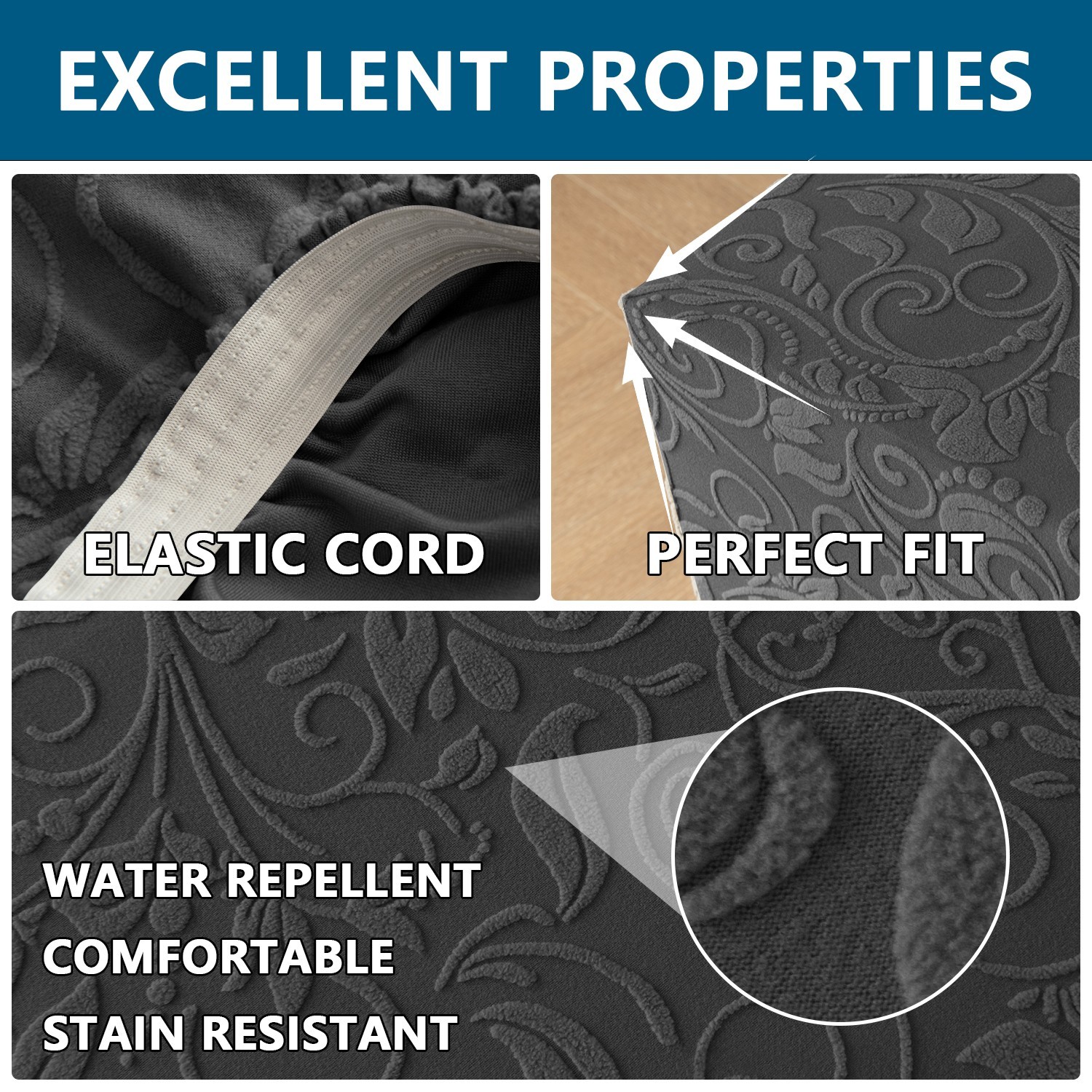 Stretch Jacquard Ottoman Cover Square Rectangle Footstool Cover Slipcover L/XL