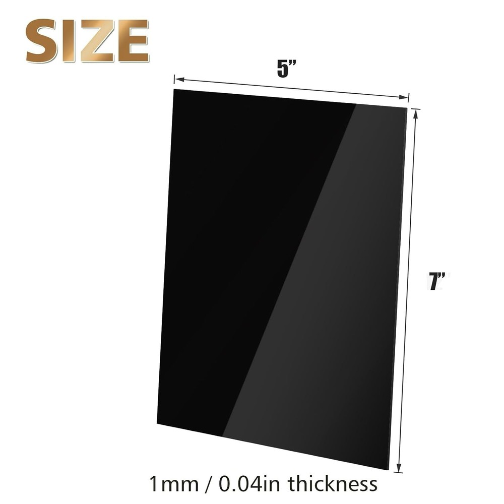 Reflective Black Plexiglass Sheets - 6 Pack, Perfect for DIY & Display Projects