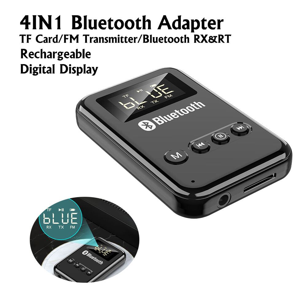 3.5mm Bluetooth Car Home Music Audio Stereo Receiver Adapter FM Transmitter TF