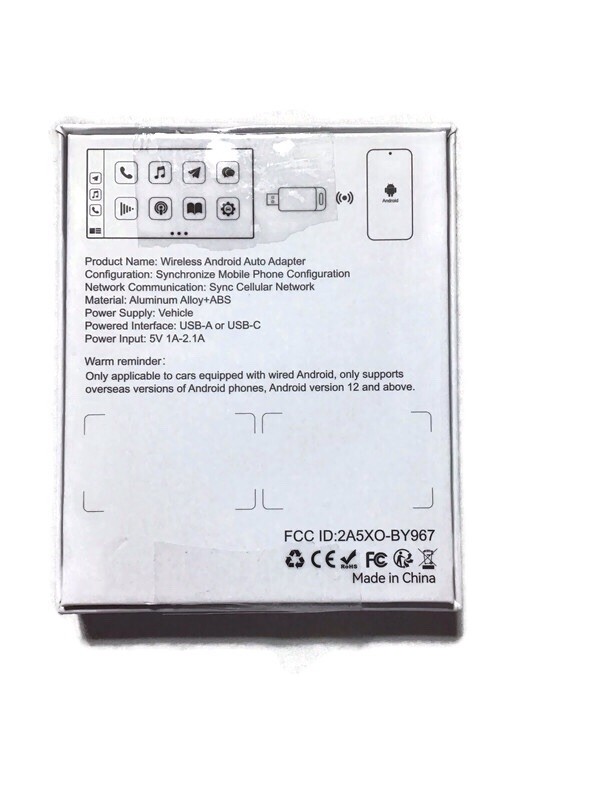 Android Auto Wireless Adapter, Convert Factory Wired to Wireless, Plug and Play