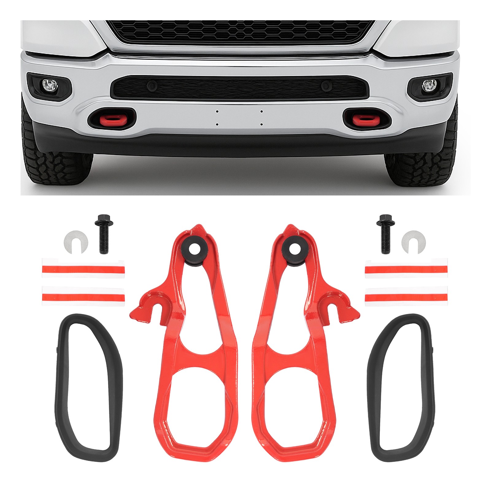 Pair Front Heavy Duty Tow Hook For Ram 1500 DT 2019-2024 #68265144AA 68272945AA