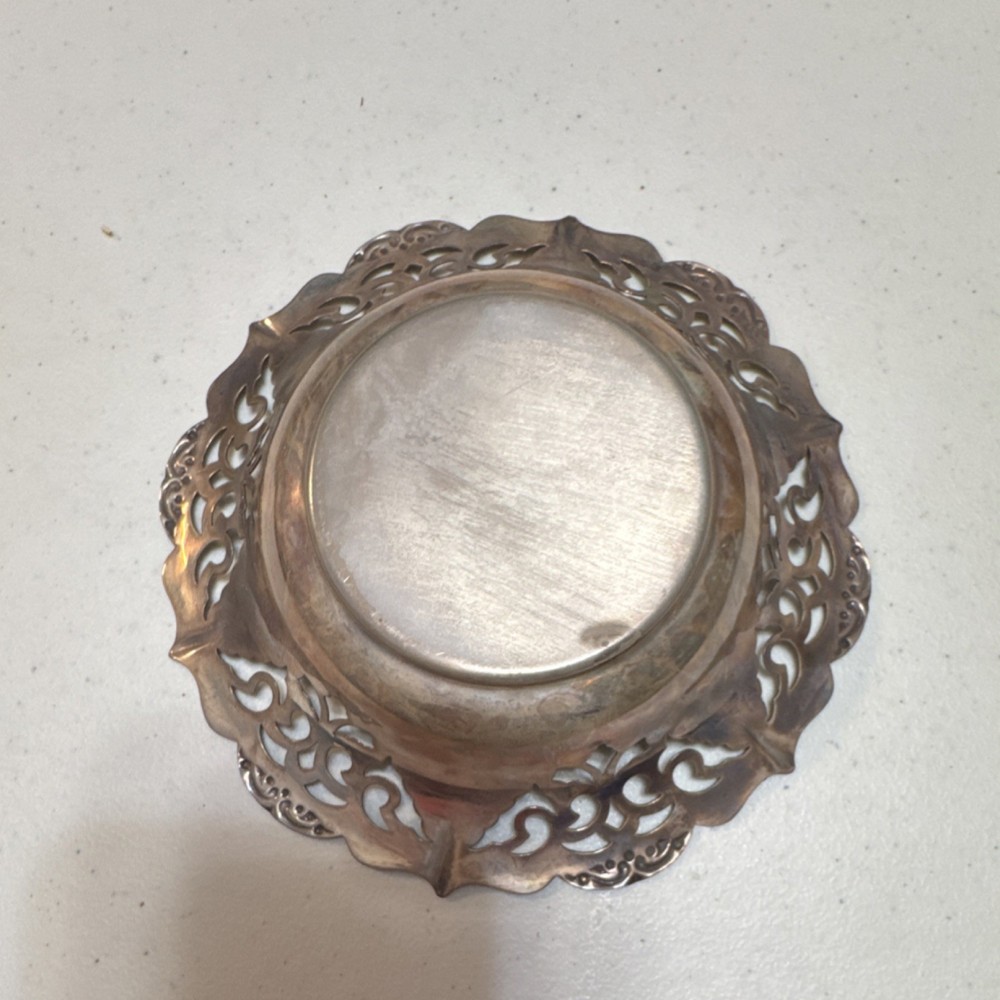 Regent Plate Silver-Plated Dish Ornate Design Made in England, 5.5" Diameter