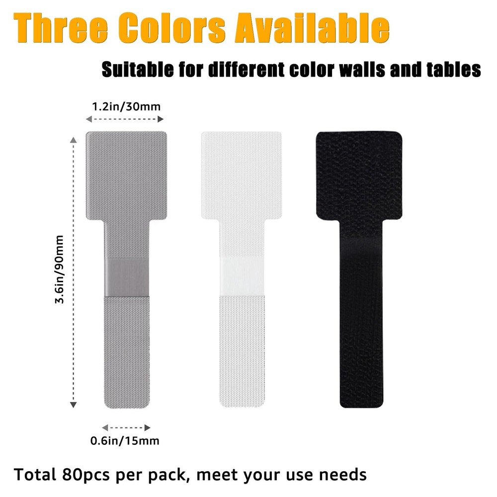 80PCS Hook and Loop Cable Straps, Cable Management Under Desk, Adhesive Cable...