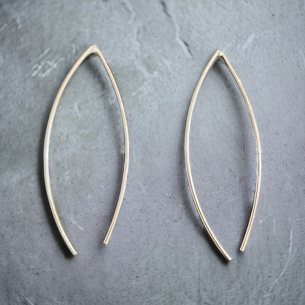 Rhodium Plated Flat Long Wire Earrings