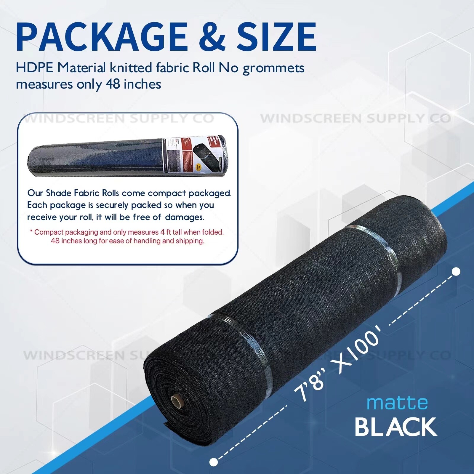 7'8" x 100 ft Shade Cloth Roll – UV Sunblock Mesh Fabric by WindscreenSupplyCo