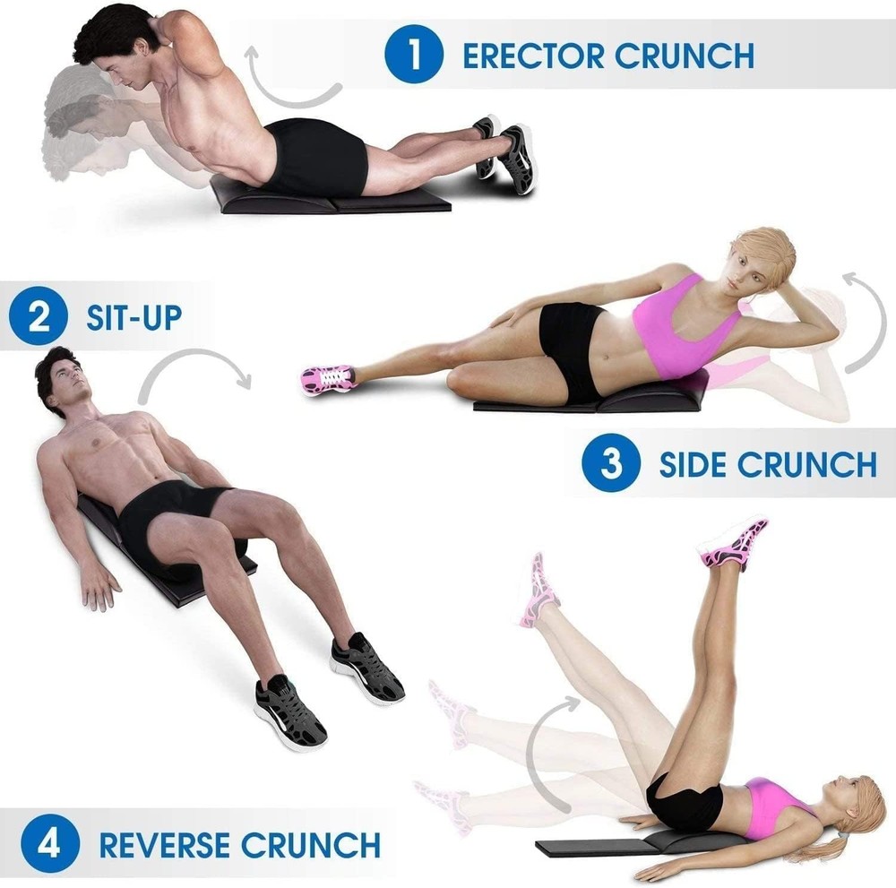 Foldable Ab Exercise Mat with Tailbone Support for Ultimate Comfort - Black