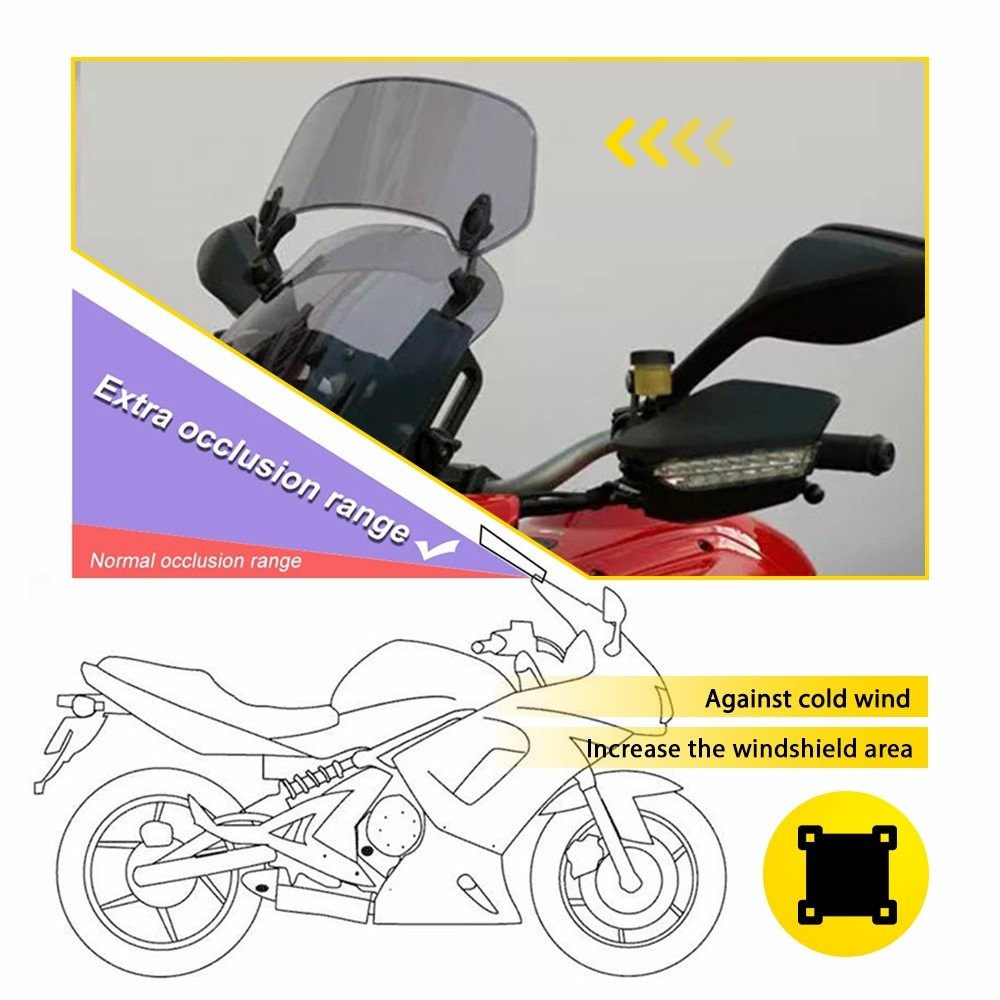 Universal Motorcycle Wind Windshield Screen Deflector Extension Spoiler Clip On