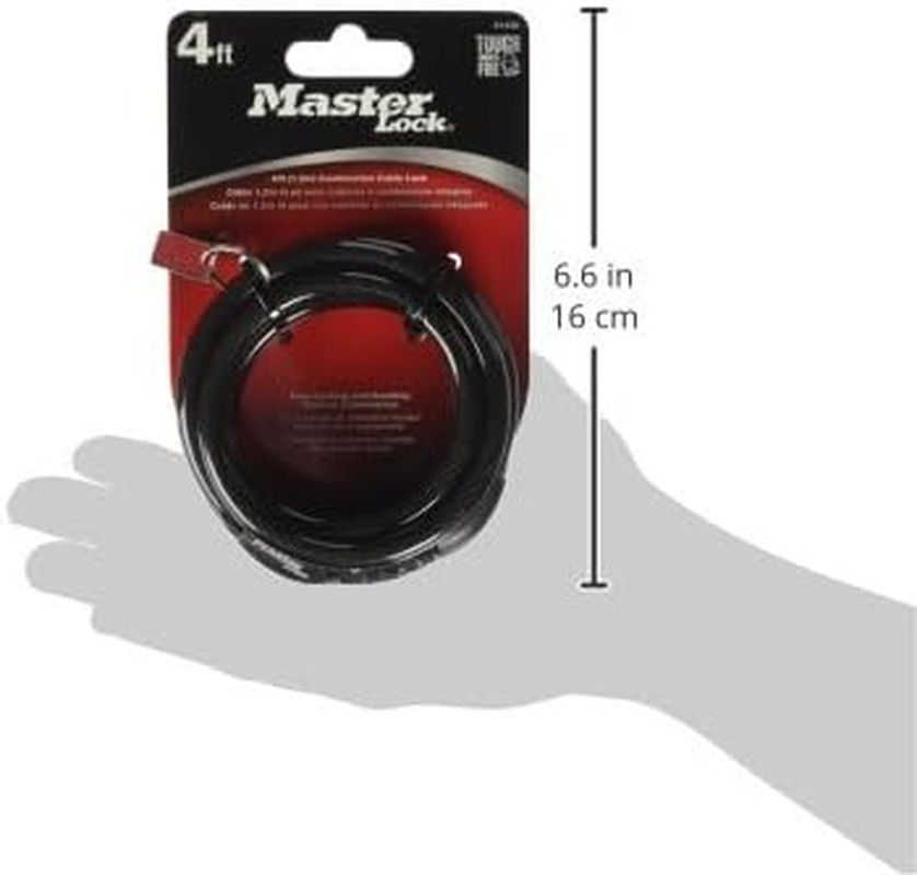 Master Lock Bike Lock Cable with Combination Black, 8143D