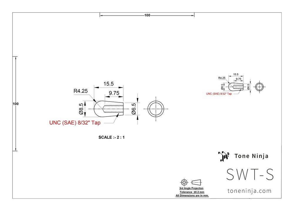 Tone Ninja Toggle Switchtip, fits most US guitars White Galalith
