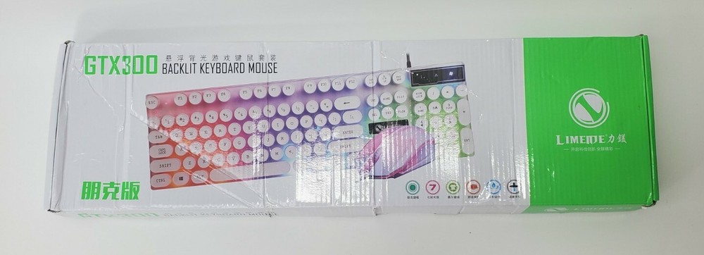 LIMEIDE GTX300 Rainbow Backlit Office PC USB Wired Gaming Keyboard Mouse Set LN™