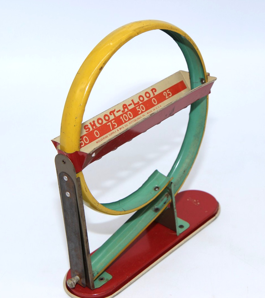 Vintage Wolverine Shoot A Loop Marble Game Tin Litho