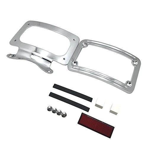 MT389-CD Laydown Curved License Plate Tag Holder Compatible Bracket Chrome