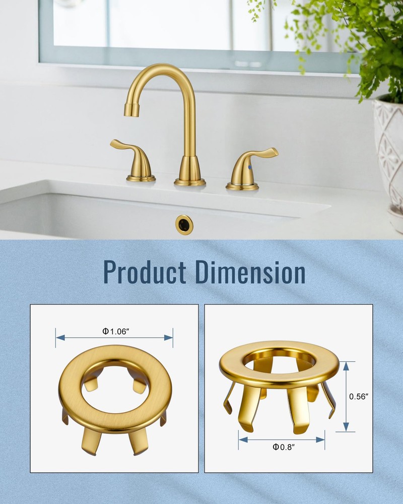 Sink Overflow Ring Brushed Gold: ARCORA 2 Pack Solid Gold-2