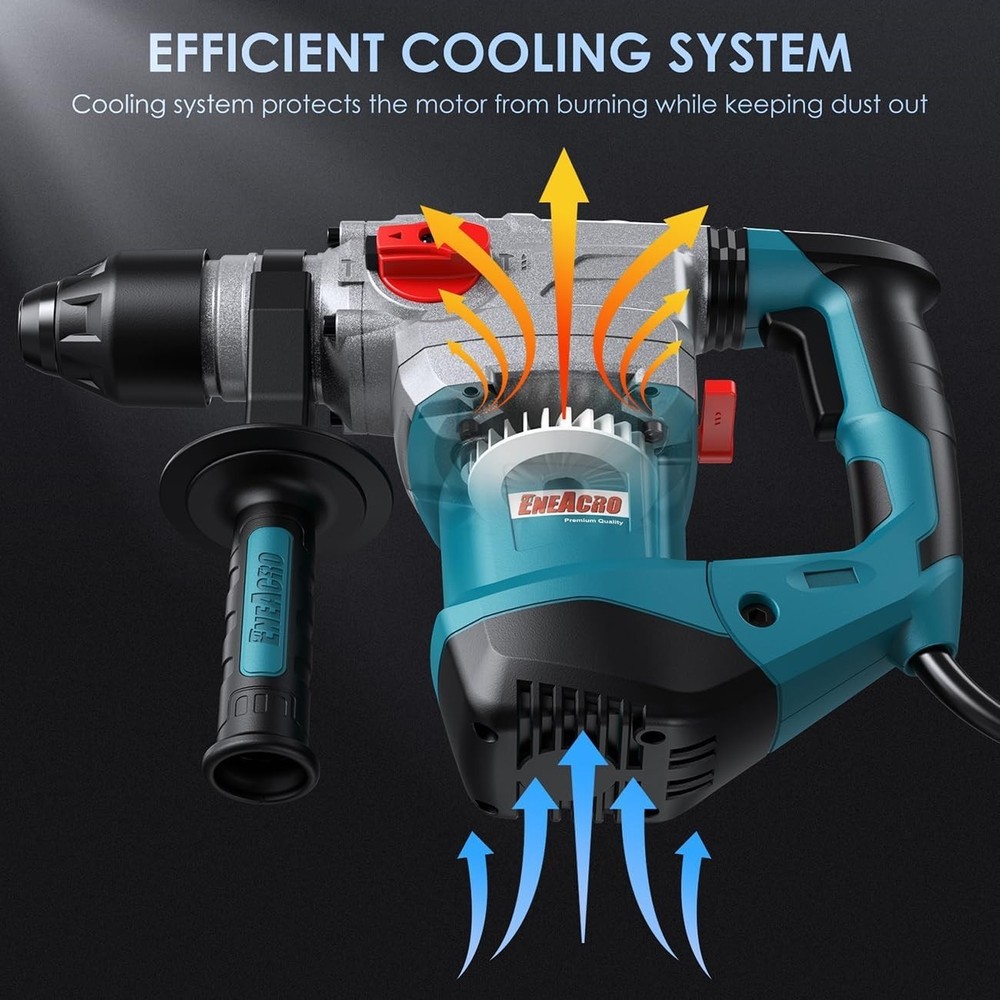 High-Performance Rotary Hammer Drill 13 Amp – 4 Functions with Vibration Control