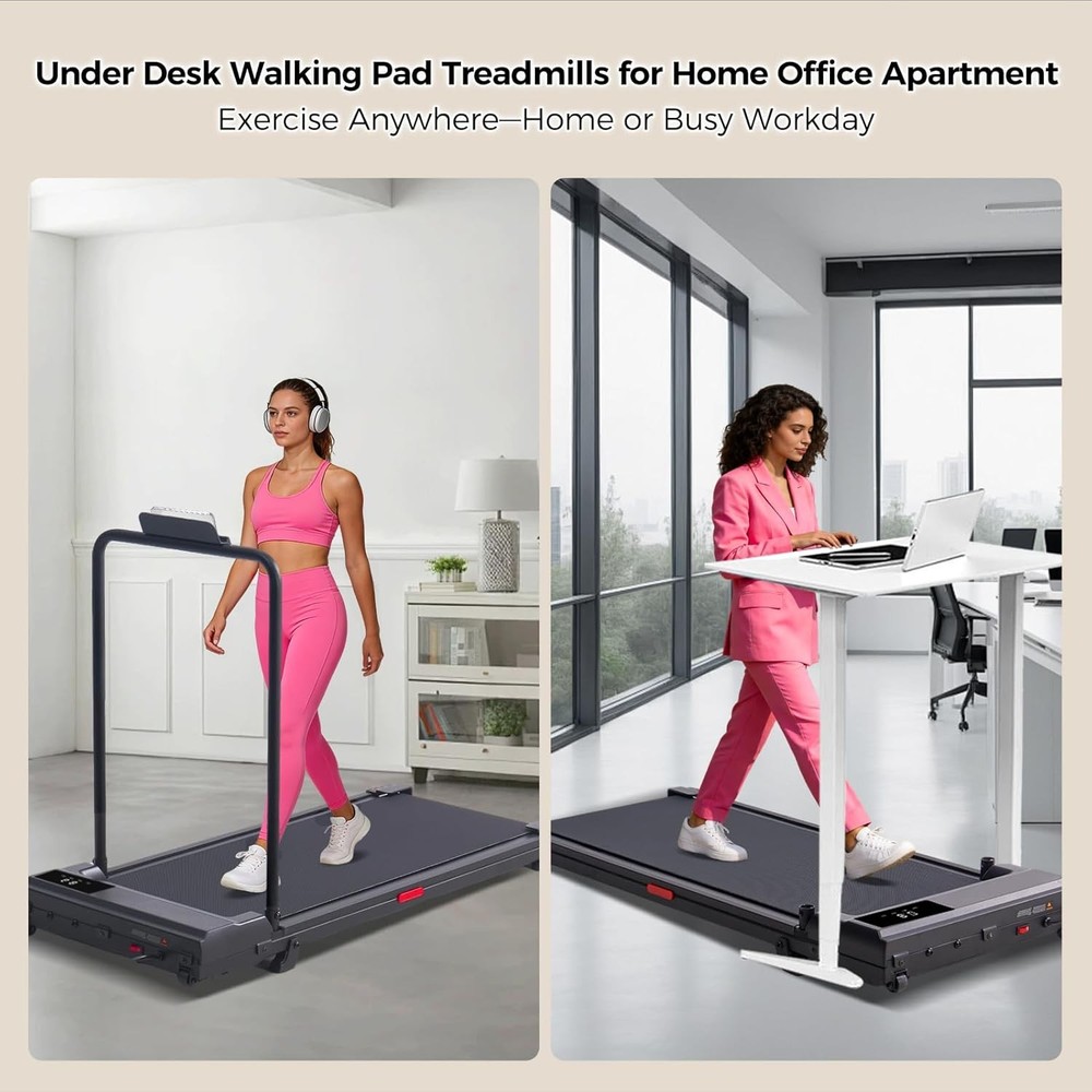 Walking Pad with Handle Bar, 2026 Upgrade Small Walking Pad Treadmill