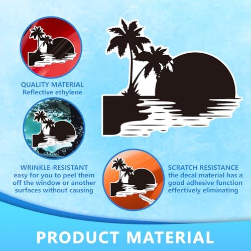 7pcs Reflective Car Sticker Ocean Beach Car Accessories Vehicles Summer Theme