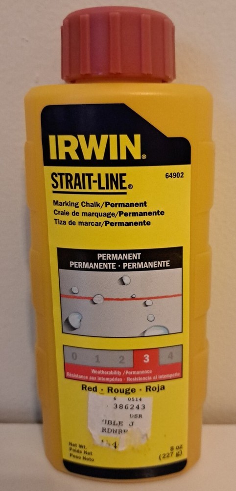 IRWIN Tools STRAIT-LINE 64902 Permanent Marking Chalk, 8-ounce, Red (64902)