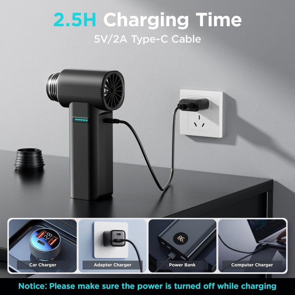 Compressed Duster, High-Power Duster with Brushless Motor, 4-Gear Adjustable ...