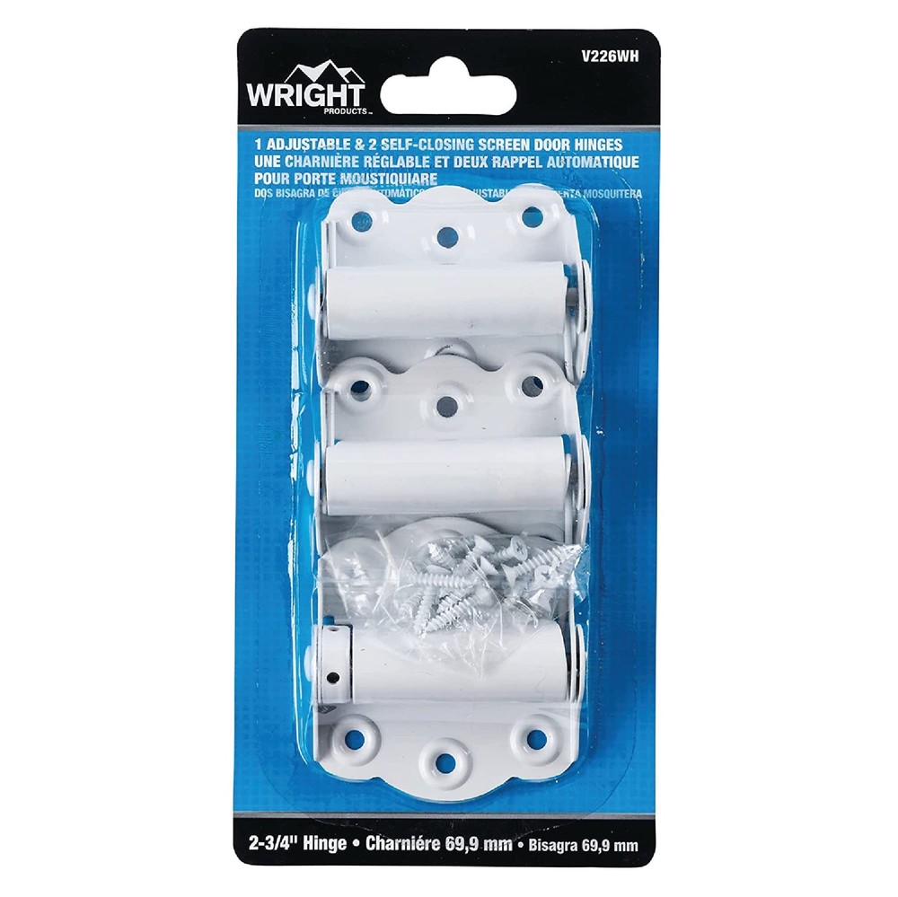 V226WH Spring Loaded Door 2PK Self Closing Hinge, White