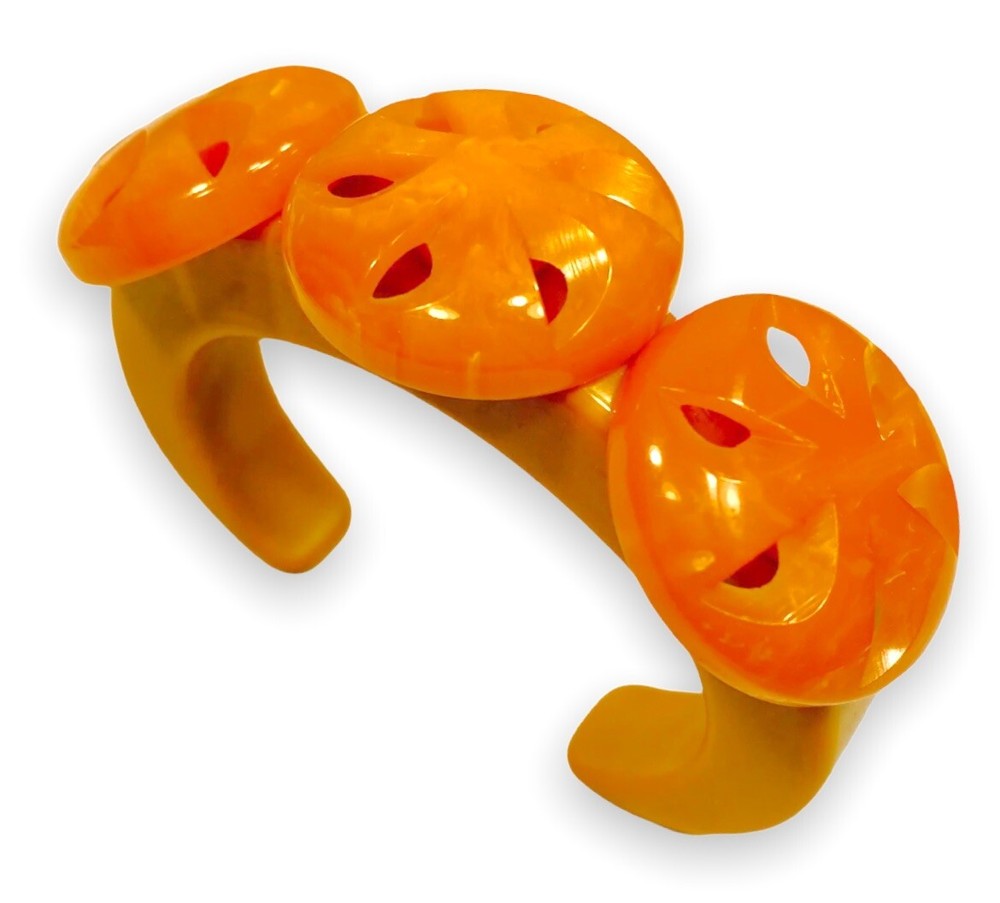 Marbled Orange & Butterscotch Bakelite Bracelet, Cuff Bangle