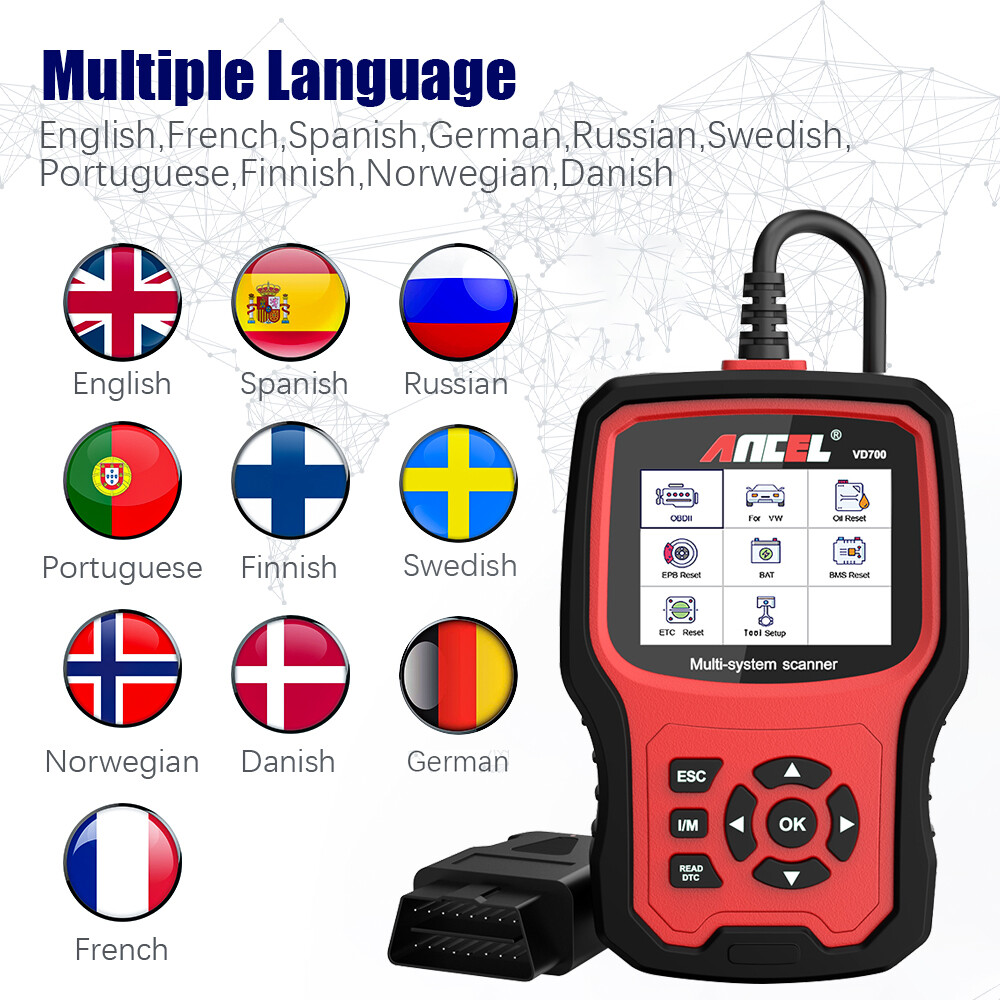ANCEL VD500 VD700 All System Oil ABS SRS DPF OBD2 Scanner Code Reader Diagnostic
