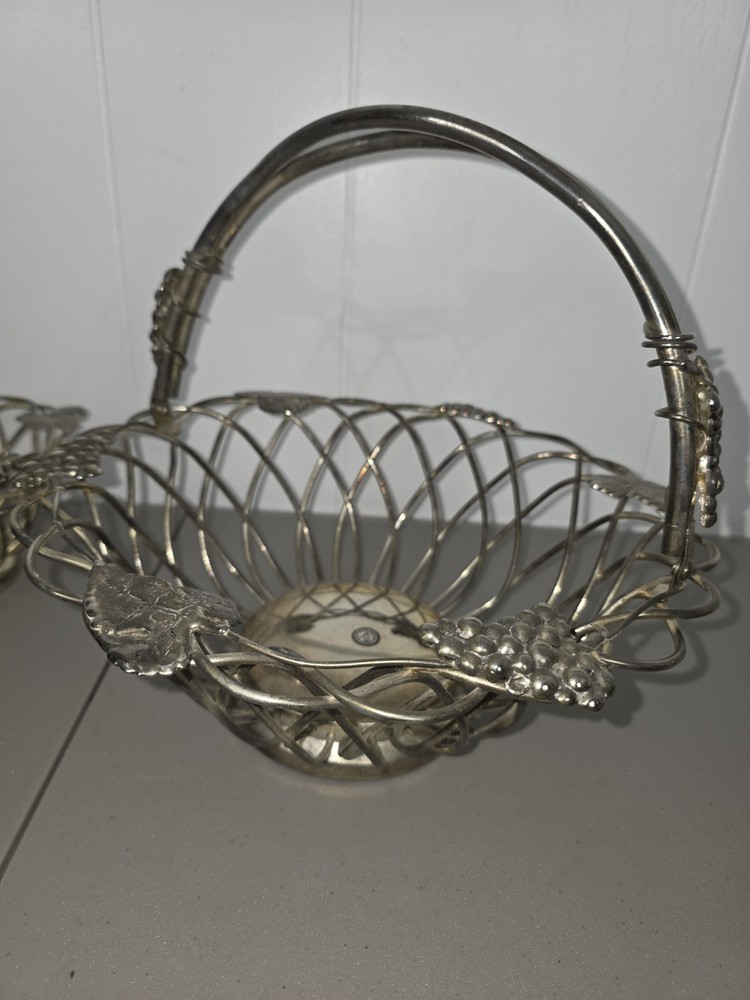 GODINGER Silver Grapevine Leaf Baskets Silver Plated Base Metal 11" Decorative