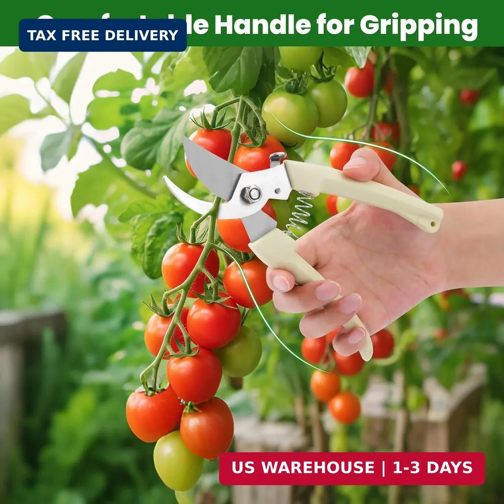 2 Pack Gardening Pruning Shears, Sharp Bypass Blade Garden Shears, Stainless Ste