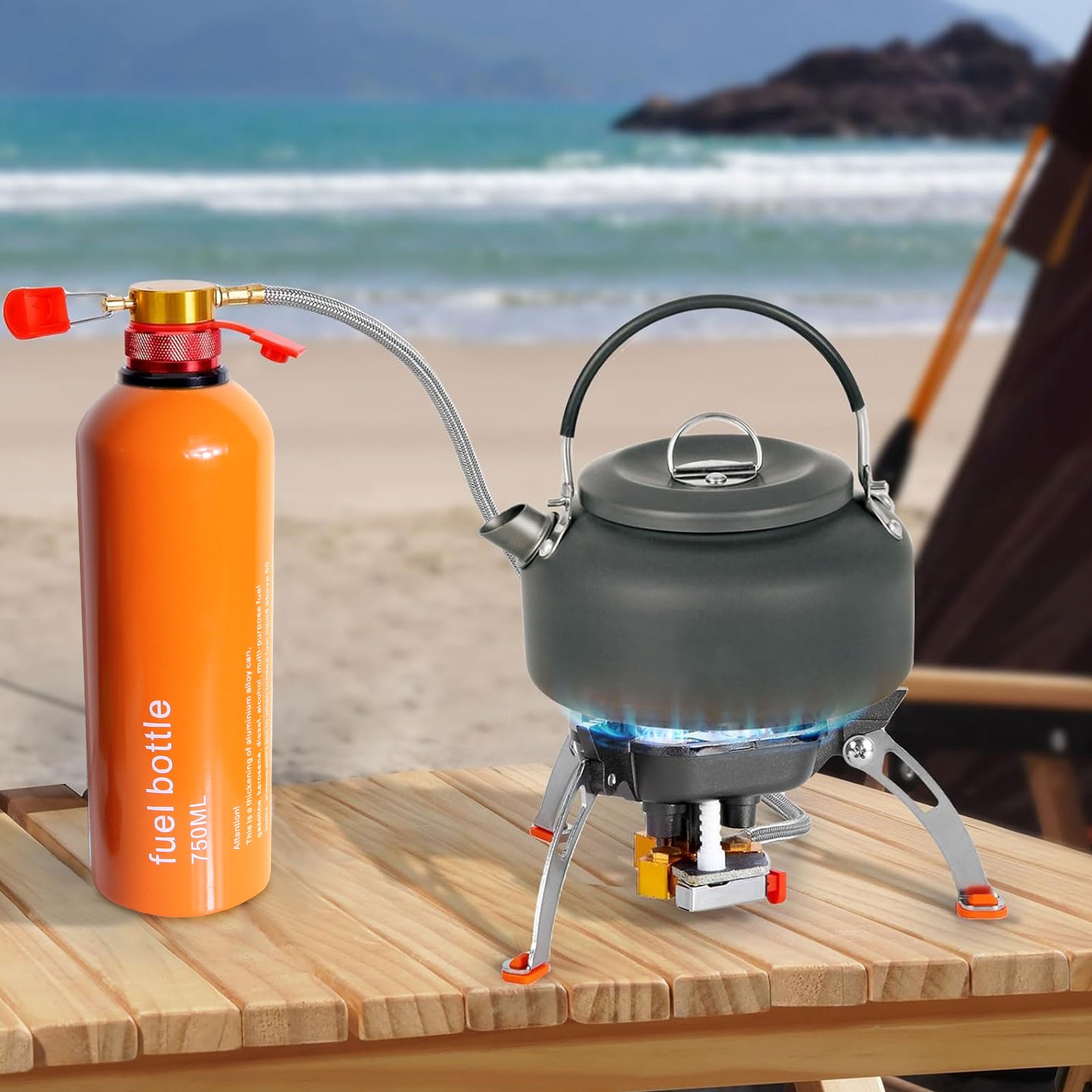 Thickened Aluminum Fuel Bottle Outdoor Camping Petrol Gas Tank Storage 750ml