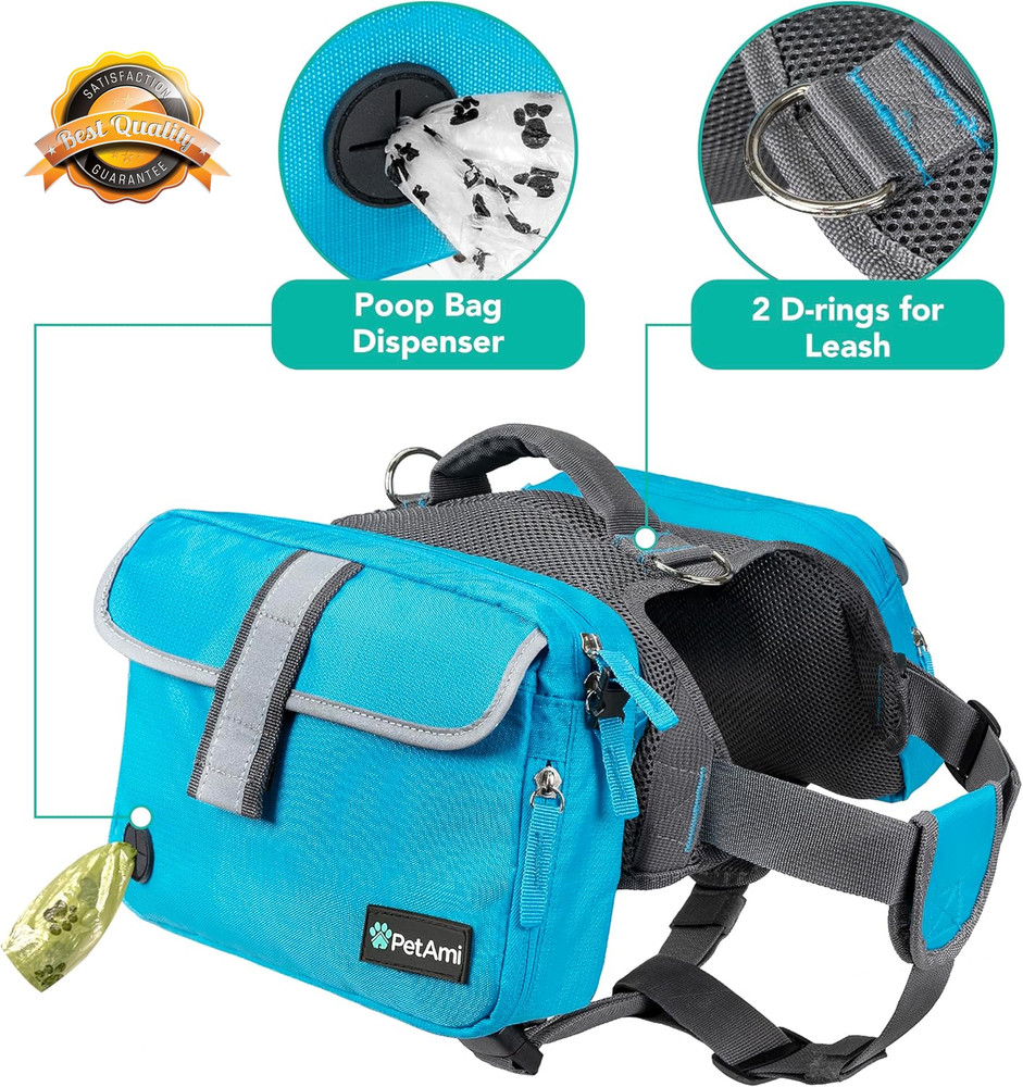 Dog Backpack Harness Medium Large Hiking Saddle Bag Pack Reflective