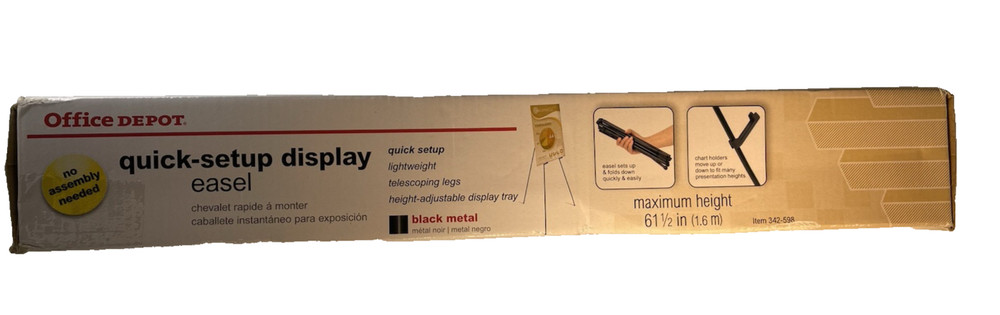 Office Depot Quick-Setup Display Easel (Max Height: 61.5”) Black Metal