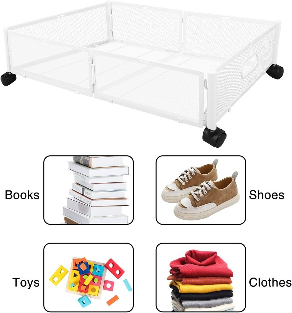 2 Pack Rolling Under Bed Storage Containers, Foldable