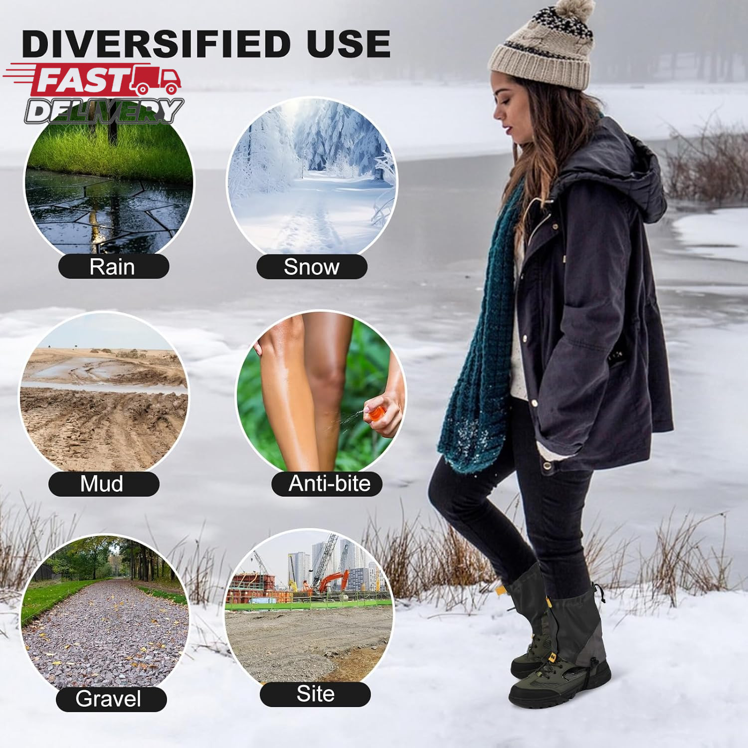 Waterproof Gators for Hiking Boots and Shoes Lightweight Adjustable Leg Gaiters