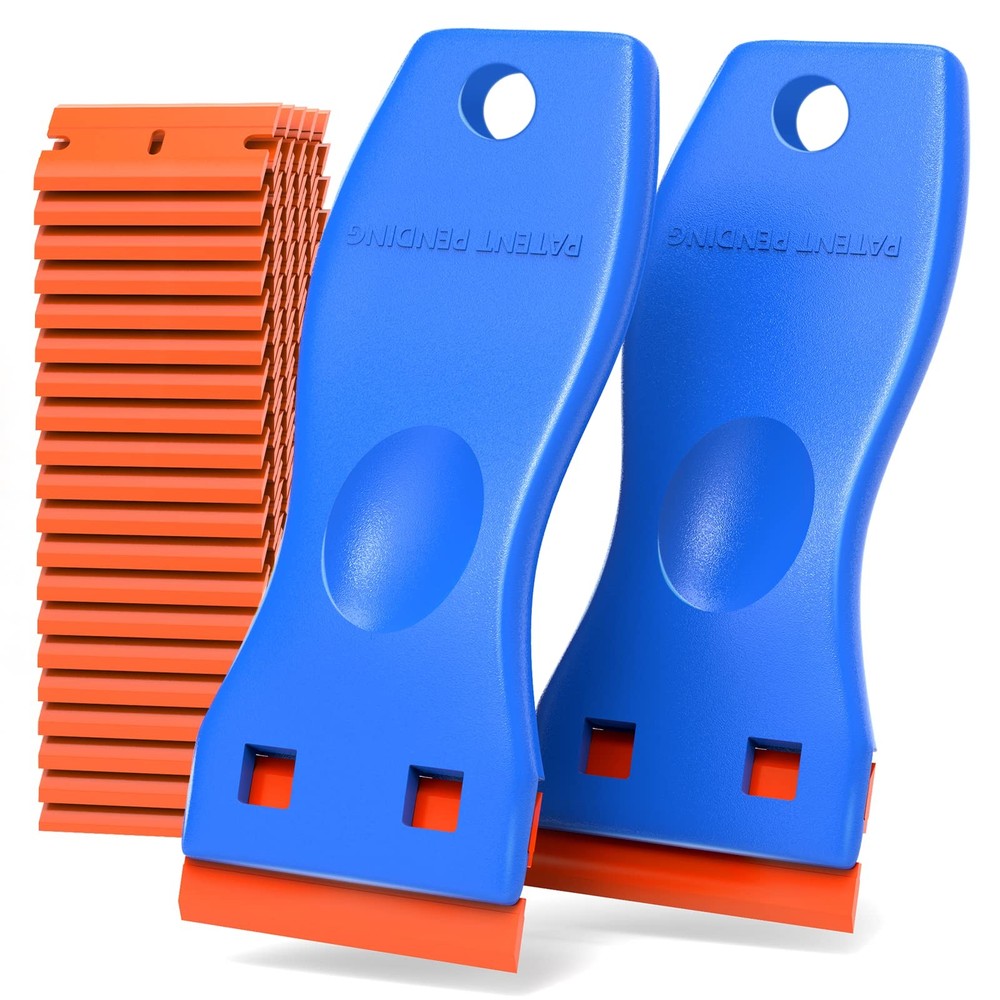 Plastic Razor Blades Scraper Tool  2 Pack Wall Paint Remover with 100 Pcs Pla...