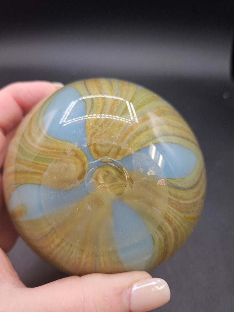 VTG. Art Glass Vase Pulled Feathers Signed 4 in