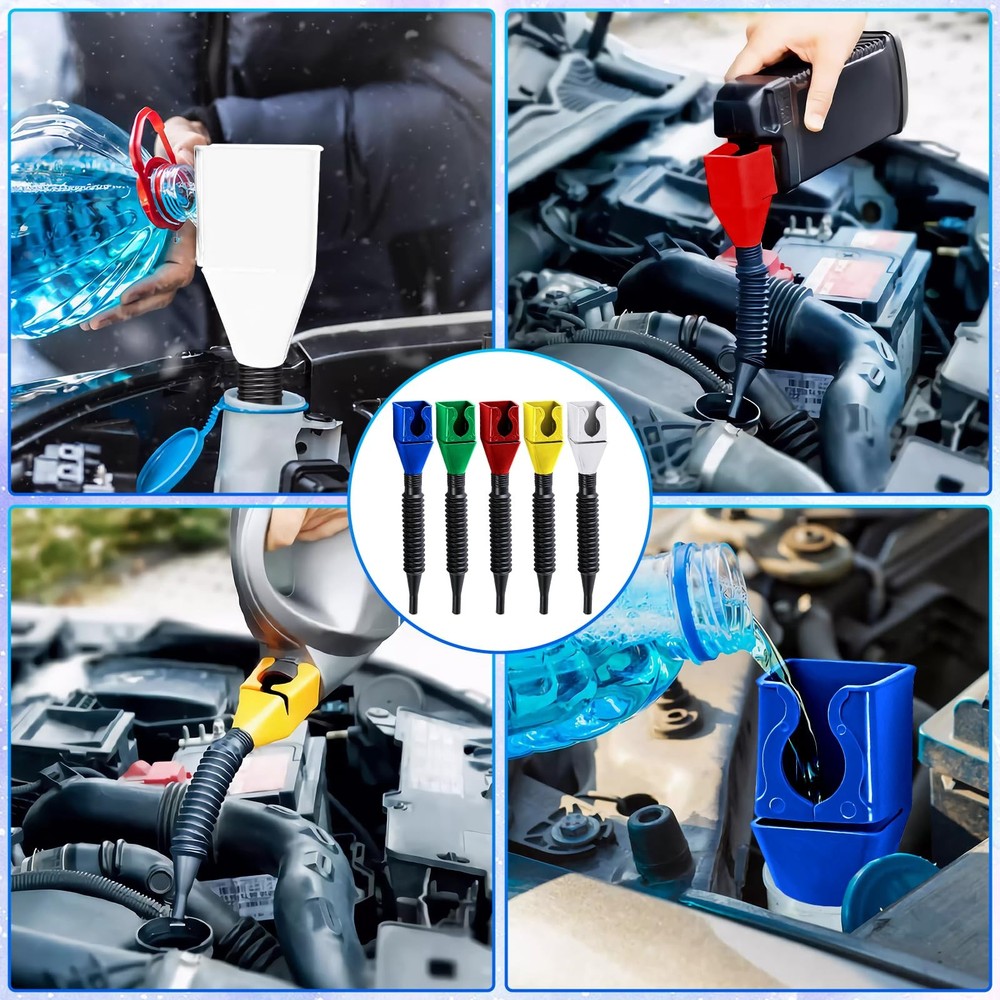 OneNine 5PCS Flexible Draining Tool Snap Funnel, 2023 New Multicolor